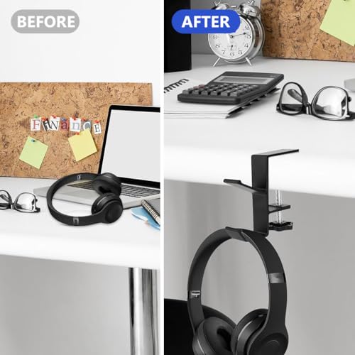 ZORBES® Underdesk Hook Hanger Metal Headphone Screw Mounted Aluminum Alloy Desk Dual Universal Adjustable Organizer for School Office 3 PCS ZORBES® Underdesk Hook Hanger Metal Headphone Screw Mounted Aluminum Alloy Desk Dual Universal Adjustable Organizer for School Office 3 PCS